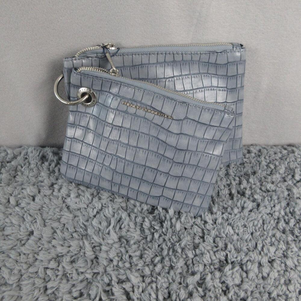 French Connection Clutch Womens Small Denim Dale Croco Wristlet Grommet NWT